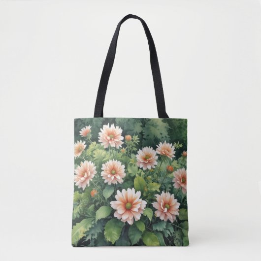 Bloemen Groen Elegante Waterverf Tote Bag (Voorkant)
