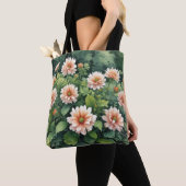 Bloemen Groen Elegante Waterverf Tote Bag (Dichtbij)