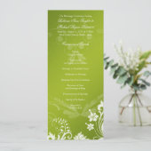  Bloemen Groen en Wit Trouwprogramma Programmakaart (Staand voorkant)