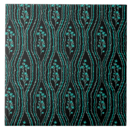 Bloemen groen en zwart tegeltje