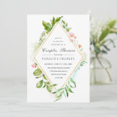 Bloemen Groen Foliage Koppels Douche Uitnodiging (Staand voorkant)