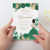 Bloemen Groen Goud Prinses XV Quinceañera Verjaard Kaart