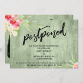 Bloemen groen hout handschrift uitgesteld bruiloft kaart (Voorkant / Achterkant)