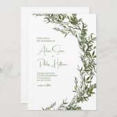 Bloemen groen Kaart in Waterverf stijl bruiloft (Voorkant / Achterkant)
