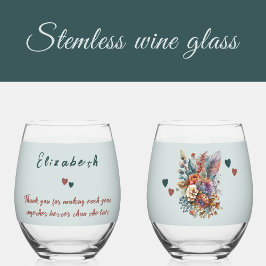 Bloemen groen koper vrouw jubileum cadeau wijnglas zonder voet