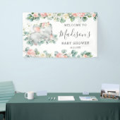Bloemen groen olifant Baby shower meisje welkom Spandoek (Beurs)