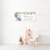 Bloemen groen olifant Baby shower meisje welkom Spandoek (Insitu)