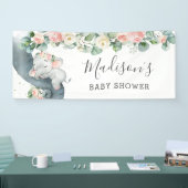 Bloemen groen olifant Baby shower meisje welkom Spandoek (Beurs)