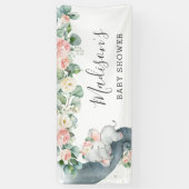 Bloemen groen olifant Baby shower meisje welkom Spandoek (Verticaal)