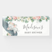 Bloemen groen olifant Baby shower meisje welkom Spandoek (Horizontaal)