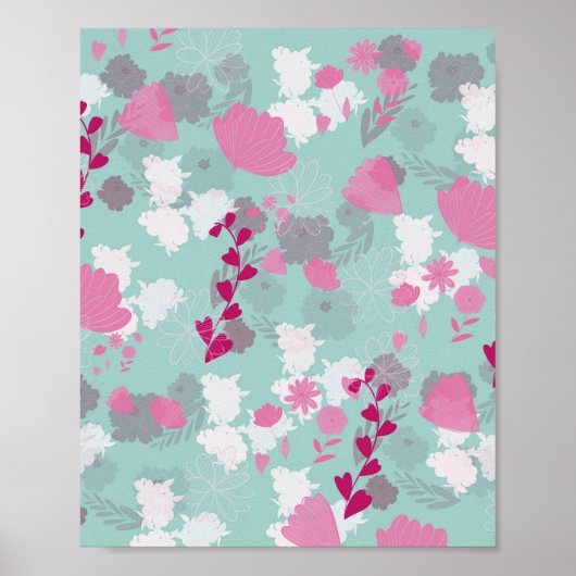 bloemen groen poster (Voorkant)