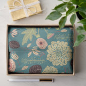 Bloemen groen roze patroon tissuepapier (Geschenk)