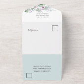 Bloemen Groen Roze Waterverf Bruiloft All In One Uitnodiging (Buitenkant)