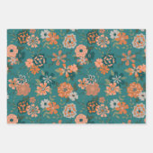 Bloemen Groen Sinaasappel Botanische Gift Inpakpapier Vel (Voorkant)