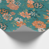 Bloemen Groen Sinaasappel Botanische Patroon Gift Cadeaupapier (Hoek)