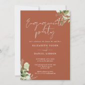 Bloemen groen terracotta verlovingsfeest kaart (Voorkant)