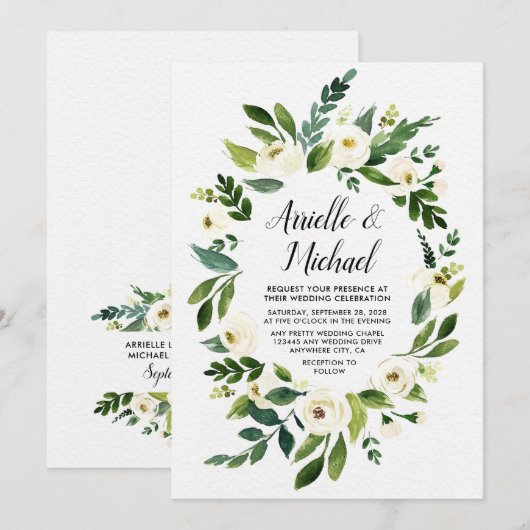  Bloemen Groen Tuin Bruiloft Uitnodigingen (Voorkant / Achterkant)