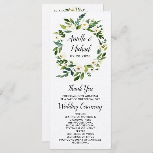  Bloemen Groen Tuin Huwelijksprogramma's Programmakaart (Voorkant / Achterkant)