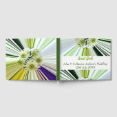 Bloemen Groen Wit Gestreept Bruiloft Gastenboek (Volledig)