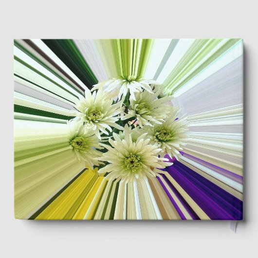 Bloemen Groen Wit Gestreept Bruiloft Gastenboek (Achterkant)