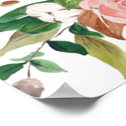 Bloemen Groen Wit Roze Vrijgezellenfeest Welkomstb Poster (Hoek)