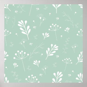 Bloemen groene achtergronddraden poster