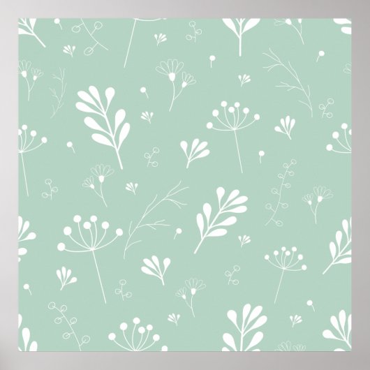Bloemen groene achtergronddraden poster (Voorkant)