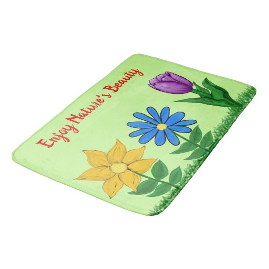  Bloemen Groene Badmat (Gekanteld)