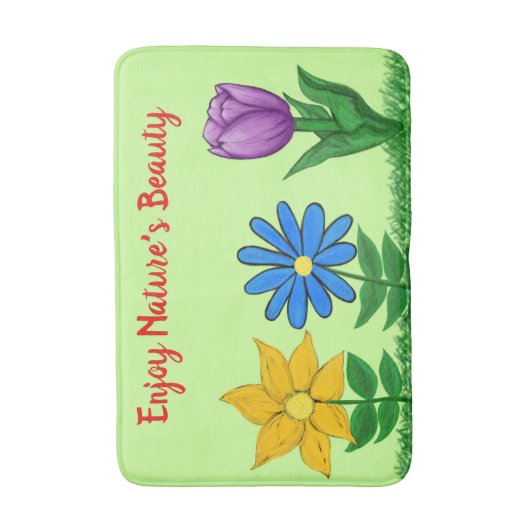  Bloemen Groene Badmat (Voorkant Verticaal)