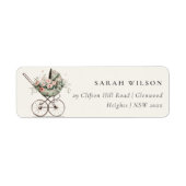  Bloemen Groene Blush wandelwagen Baby Adres Etiket (Voorkant)