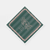 Bloemen Groene Botanische Streep Bruiloft Servet (Hoek)