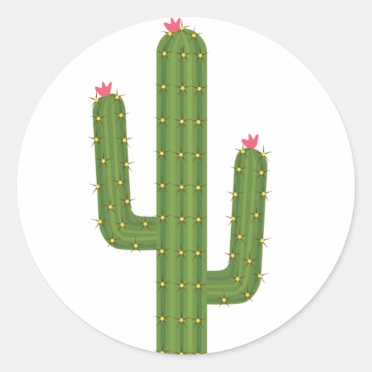 Bloemen Groene Cactus Roze Bloemen Sticker / Seal (Voorkant)