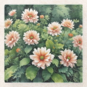 Bloemen Groene Elegante Aquarel Glazen Onderzetter (Voorkant)