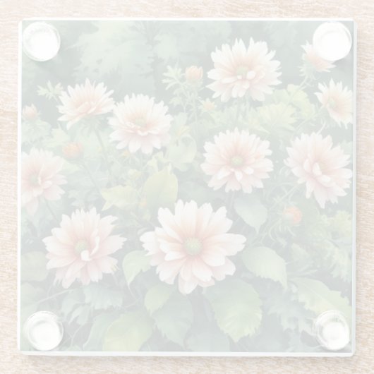 Bloemen Groene Elegante Aquarel Glazen Onderzetter (Achterkant)