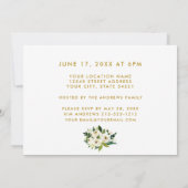 Bloemen Groene Foto Gouden Afstudeerfeest Uitnodig Kaart (Achterkant)