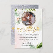 Bloemen Groene Foto Vrouw Jubileum Kaart (Voorkant / Achterkant)