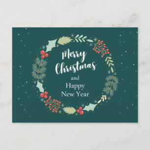 Bloemen Groene Kerstmis Feestdagenkaart