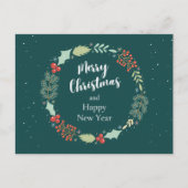 Bloemen Groene Kerstmis Feestdagenkaart (Voorkant)