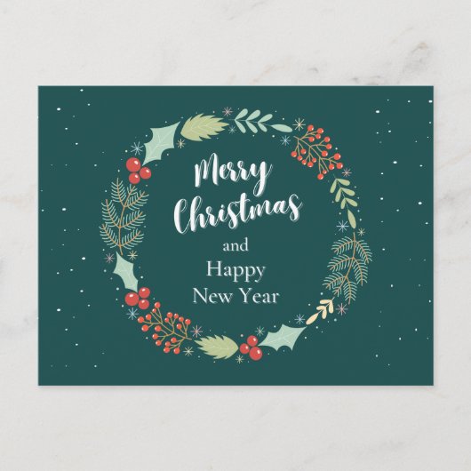 Bloemen Groene Kerstmis Feestdagenkaart (Voorkant)