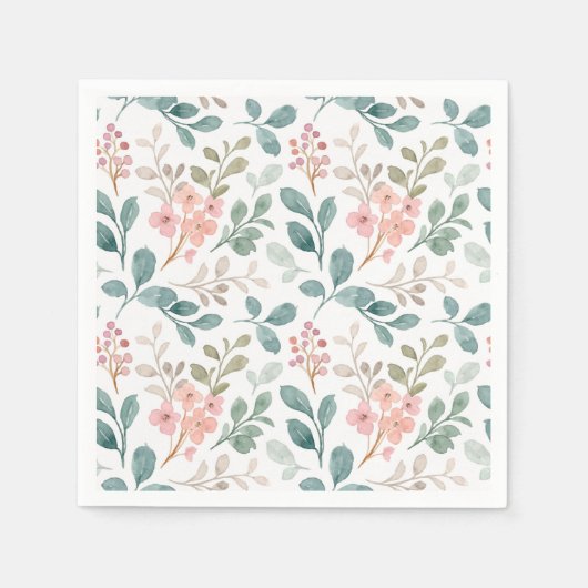 Bloemen Groene Perzik Bloemen Verjaardag Douche Tr Servet (Voorkant)