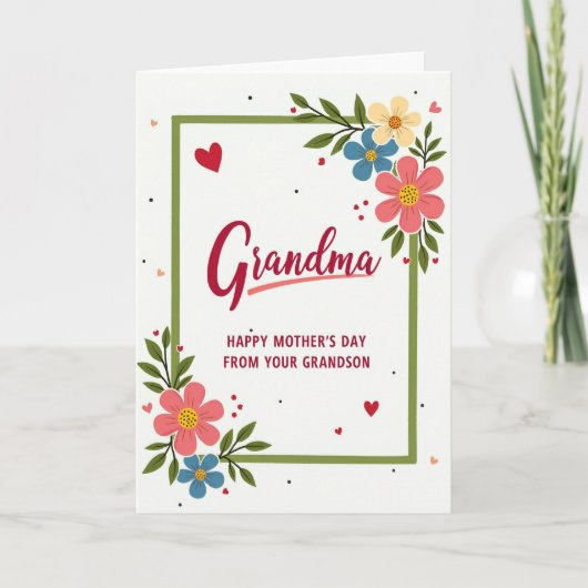 Bloemen Groene Rand Moeders Kaart (Voorkant)