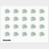 Bloemen Groene Salie Succulente Cactus Waterverf M Ronde Sticker (Vel)
