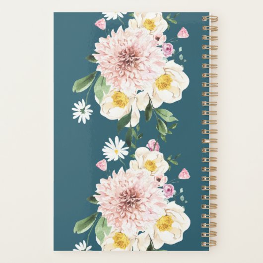 Bloemen groene spiraalvormige planner (Achterkant)