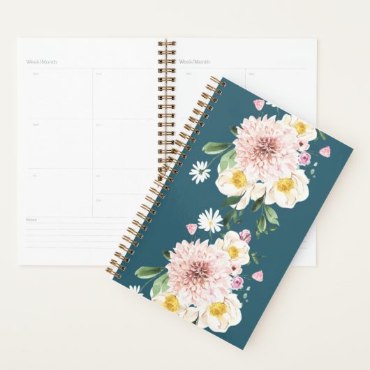 Bloemen groene spiraalvormige planner (Display)