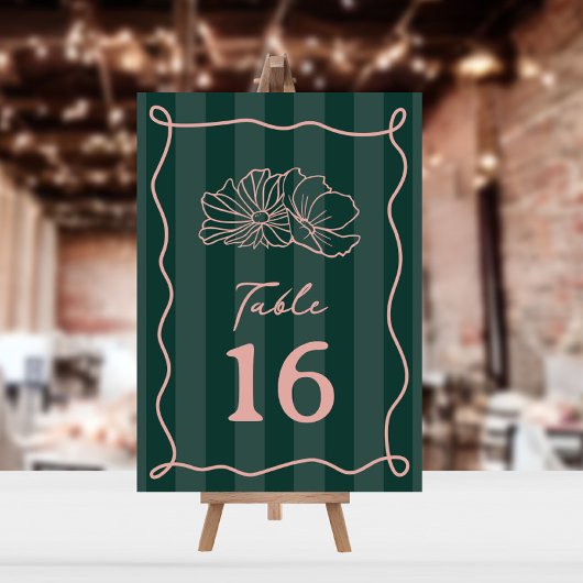 Bloemen Groene Streep Bruiloft Kaart