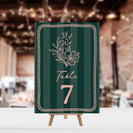 Bloemen Groene Streep Bruiloft Kaart