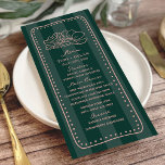 Bloemen Groene Streep Tropische bruiloft Menu<br><div class="desc">Bloemenlijn tekenen over groene streep achtergrond met hand getrokken lijst.</div>