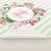  bloemen — Groene strips — Monogram Sherpa Deken (3/4)