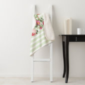  bloemen — Groene strips — Monogram Sherpa Deken (In situ)