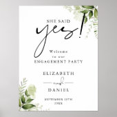 Bloemen Groene Verlovingsfeest Welkomstbord Poster (Voorkant)